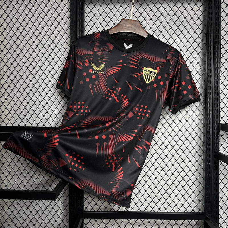 Camisa Sevilla III 24/25 - Castore - Preto e vermelho